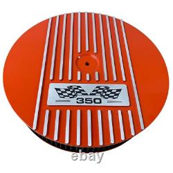Small Block Chevy 350 Flag Logo 14 Round Air Cleaner Kit Orange Ansen USA