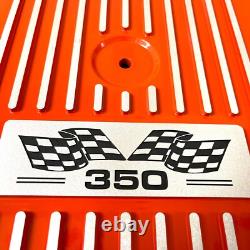 Small Block Chevy 350 Flag Logo 14 Round Air Cleaner Kit Orange Ansen USA