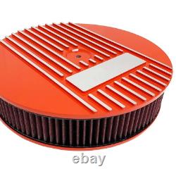 Small Block Chevy 350 Flag Logo 14 Round Air Cleaner Kit Orange Ansen USA
