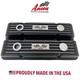 Small Block Chevy 350 Flag Logo Black Valve Covers, Classic Finned Ansen USA