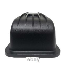 Small Block Chevy 350 Flag Logo Black Valve Covers, Classic Finned Ansen USA