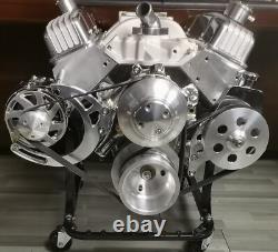 Small Block Chevy 350 Serpentine Pulley Conversion Kit PS ALT SBC LWP with 2 belts