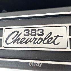 Small Block Chevy 383 Classic Finned Black Valve Covers Custom Engraved