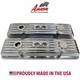 Small Block Chevy 383 Flag Logo Polished Valve Covers, Finned Ansen USA