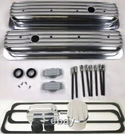 Small Block Chevy 87-97 Tall Aluminum Center Bolt Valve cover withBreather PCV Kit