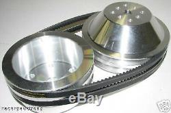 Small Block Chevy Aluminum Pulley Kit 20% Reduction for Short Water Pump SBC 350