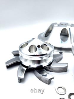 Small Block Chevy Aluminum Pulley Kit V-Belt Long Water Pump LWP 305 350 400 SB