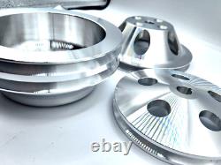 Small Block Chevy Aluminum Pulley Kit V-Belt Long Water Pump LWP 305 350 400 SB