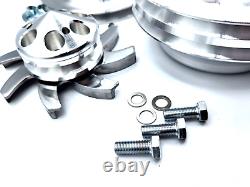 Small Block Chevy Aluminum Pulley Kit V-Belt Long Water Pump, LWP, 350, SB Chevy