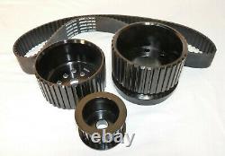 Small Block Chevy Billet Aluminum Gilmer Belt Drive Pulley Kit 305 350 LWP Black