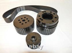 Small Block Chevy Billet Aluminum Gilmer Belt Drive Pulley Kit 305 350 LWP Black