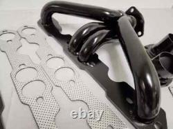 Small Block Chevy Black Painted Tight Fit Exhaust Headers Angle Plug Heads SBC