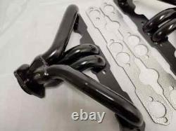Small Block Chevy Black Painted Tight Fit Exhaust Headers Angle Plug Heads SBC
