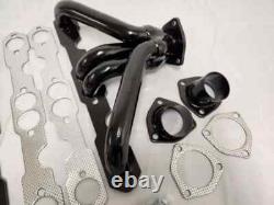 Small Block Chevy Black Painted Tight Fit Exhaust Headers Angle Plug Heads SBC