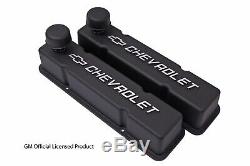 Small Block Chevy Bowtie and Logo Valve Covers Die-Cast Aluminum Black