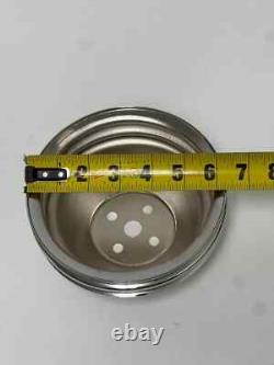 Small Block Chevy CHROME Long Water Pump 2/3 Groove Chrome Crankshaft Pulley Kit