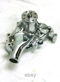 Small Block Chevy CHROME Long Water Pump 2/3 Groove Chrome Crankshaft Pulley Kit