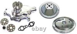 Small Block Chevy CHROME Short Water Pump & 1 / 1 Groove Crankshaft Pulley Kit