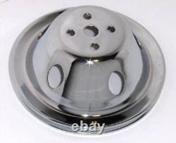 Small Block Chevy CHROME Short Water Pump & 1 / 1 Groove Crankshaft Pulley Kit
