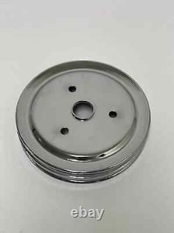Small Block Chevy CHROME Short Water Pump & 2 / 2 Groove Crankshaft Pulley Kit