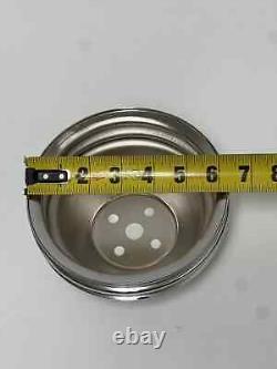Small Block Chevy CHROME Short Water Pump & 2 / 2 Groove Crankshaft Pulley Kit