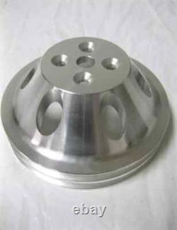 Small Block Chevy CHROME Short Water Pump + 2 / 3 Groove Crankshaft Pulley Kit