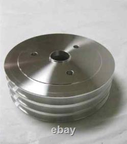 Small Block Chevy CHROME Short Water Pump + 2 / 3 Groove Crankshaft Pulley Kit