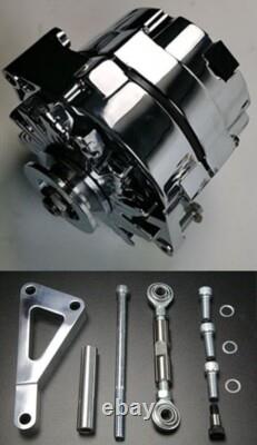 Small Block Chevy Chrome Alternator With Polished Aluminum Bracket SBC 305 350 400