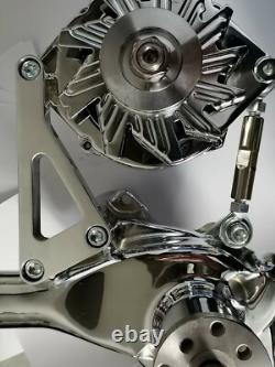 Small Block Chevy Chrome Alternator With Polished Aluminum Bracket SBC 305 350 400