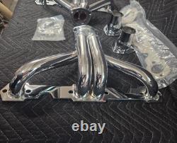 Small Block Chevy Chrome Hugger Headers Shorty Street Rod 350 400 SBC New