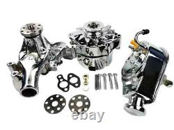 Small Block Chevy Chrome Long Water Pump Alternator Power Steering Pump Kit LWP