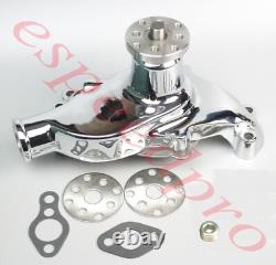 Small Block Chevy Chrome Power Steering Short Water Pump Alternator Compressor