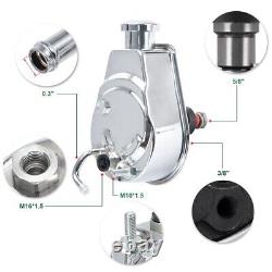 Small Block Chevy Chrome Saginaw Power Steering Pump with SBC Pulley Bracket Kit