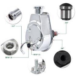 Small Block Chevy Chrome Saginaw Power Steering Pump with SBC Pulley Bracket Kit