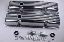 Small Block Chevy FINNED Aluminum Engine Dress Up Kit 12 Air Cleaner Covers PCV