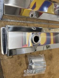 Small Block Chevy Fabricated Valve Covers Plus Edelbrock Timing Cover Chrome