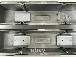 Small Block Chevy Finned Black Valve Covers, CUSTOM Engraved SET