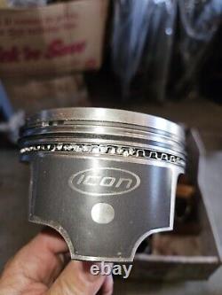 Small Block Chevy Icon Forged ALuminum 383 +. 040 Pistons NEW With Rings And RODS