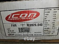 Small Block Chevy Icon Forged ALuminum 383 +. 040 Pistons NEW With Rings And RODS