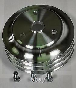 Small Block Chevy LWP Aluminum Power Steering Water Pump Crankshaft Pulley Kit