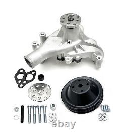 Small Block Chevy Long Water Pump & Pulley Kit 2 Groove SBC High Volume Aluminum
