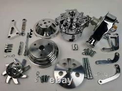 Small Block Chevy Long Water Pump Pulley Kit W Power Steering Pump & Alternator