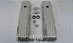 Small Block Chevy Nostalgia Finned Tall Valve Covers Hot Rod 305 350 400 Vintage