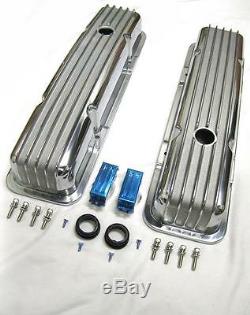 Small Block Chevy Nostalgic Aluminum SHORT Finned Valve Covers 305 350 400 Retro