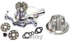 Small Block Chevy POLISHED Short Aluminum Water Pump + 1 Single Groove Pulley SB