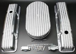 Small Block Chevy Polished Aluminum Ball Milled Valve Covers 12 Air Cleaner Kit