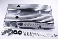Small Block Chevy Polished Aluminum Ball Milled Valve Covers 12 Air Cleaner Kit
