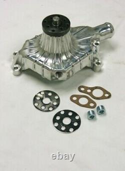 Small Block Chevy Polished Aluminum RIBBED Finned High Volume Short Water Pump