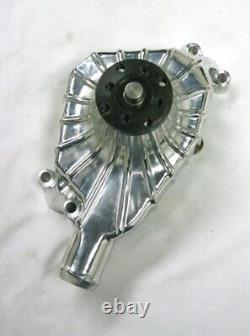 Small Block Chevy Polished Aluminum RIBBED Finned High Volume Short Water Pump