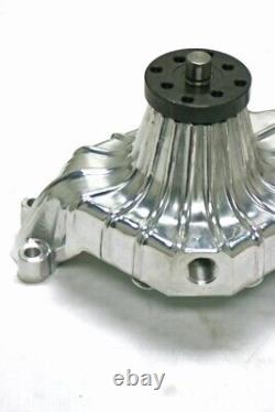 Small Block Chevy Polished Aluminum RIBBED Finned High Volume Short Water Pump